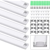 Justech 6PCs 100cm Perfil de Aluminio para Tira de LED con Cubierta Blanca Juego de Canales de Aluminio para Tira LED de…